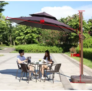 Outdoor Furniture Patio Umbrella with Printed Logo Cantilever Parasol Round 2.5m or 3m Patio Sun Parasol
