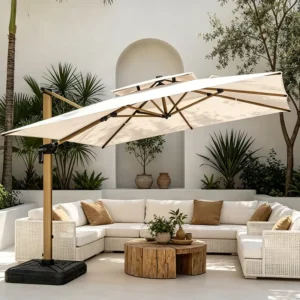 Outdoor Garden Cantilever Sun Umbrella Foldable Waterproof 3.5m for Restaurant Use