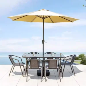 Outdoor Garden, Dining, and Beach Sun Shade Umbrella with Aluminum and Steel Frame