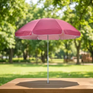Outdoor Garden Double Canopy Sun Parasol 140cm Silver Coated Fabric Anti UV Wind Resistant Waterproof Beach Shade Umbrella