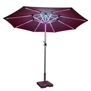 Outdoor Garden Patio Umbrella with Solar LED Remote for Restaurant