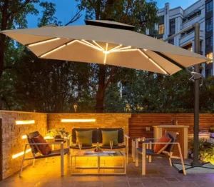 Outdoor Garden Restaurant Beach Patio Umbrella with LED Light
