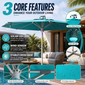 Outdoor Garden Sun Umbrella Beach Parasol Heavy Duty Large With Base For Patio Hotel Restaurant Backyard