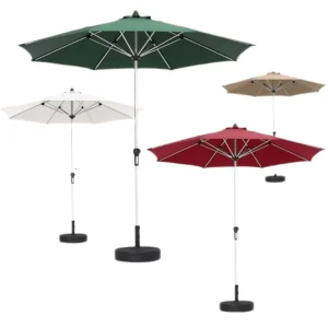 Outdoor Hand-Cranked Aluminum Center Pole Umbrella, 200D Waterproof Fabric, 2.7 m Radius, Anti-UV Sun Shade