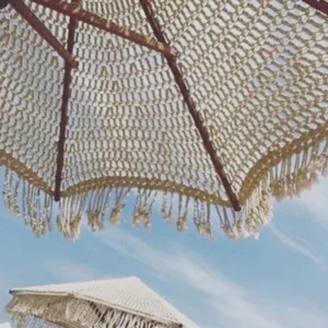 Outdoor Handwoven Garden Parasol Luxury Cotton Rope Patio Sunscreen Umbrella with Tassel