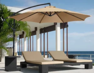 Outdoor Hanging Banana Umbrella with Canvas Canopy Iron Frame Waterproof Cantilever Design 180cm Arch for Patio Garden Beach and Restaurants
