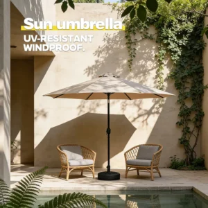 Outdoor Hanging Cantilever Parasol Sunshade Waterproof Patio Umbrella for Garden Pool Terrace Courtyard
