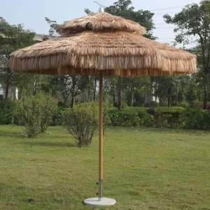 Outdoor Hawaii Raffia Thatch Roof Beach Umbrella with Tilt