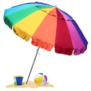Outdoor Heavy-Duty High-Wind Windproof Beach Umbrella 8 Foot with Sand Anchor