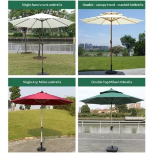 Outdoor Iron Pole Center Umbrella 8 Ribs Crank Mechanism Polyester Material for Patio Garden