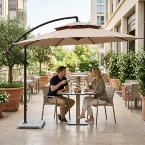 Outdoor Iron Pole Steel Roman-Style Parasol for Courtyard Garden Villa Street Vending and Commercial Patio Use Banana Umbrella