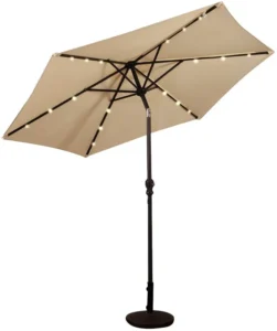 Outdoor LED solar light Patio Umbrella Sunshade Market Yard Garden Parasol crank tilt & bases beach