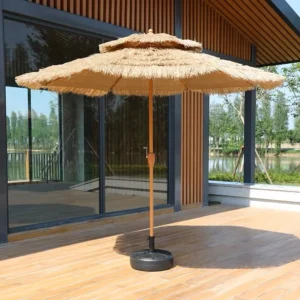Outdoor Large Beach Umbrella Thatch Gazebo Straw Parasol Natural Retro Style
