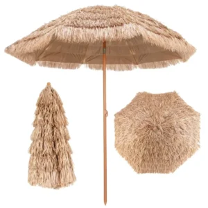 Outdoor Large Thatched Beach Umbrella Polyester Silk Simulated Straw