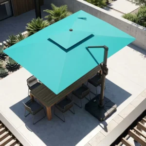 Outdoor Modern Aluminum Waterproof 9x12FT Rectangle Cantilever Parasol with LED Light for Garden, Patio and Backyard