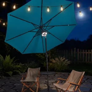 Outdoor Modern Hotel Park Solar Patio Umbrella Light Led Waterproof Adjustable Solar Powered Remote Control Durable Stylish