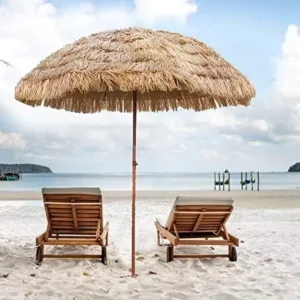 Outdoor Natural Thatched Hawaiian Style Straw Tiki Umbrella For Beach Garden Poolside Patio Custom
