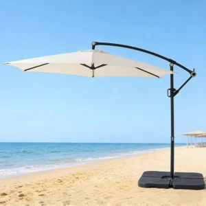 Outdoor Offset Patio Banana Umbrella with Tilt Mechanism White
