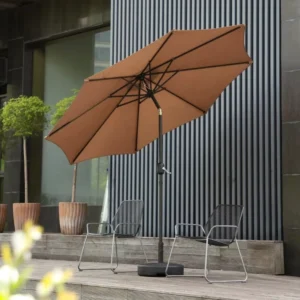 Outdoor Parasol Beach Camping Leisure Rotatable Central Pole Umbrella