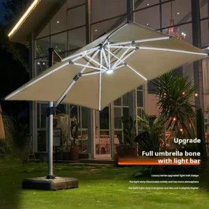 Outdoor Patio Garden Villa Terrace Commercial Parasol Umbrella with Lights