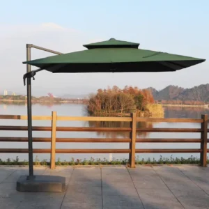 Outdoor Patio Large Square LED Hanging Waterproof Aluminum Cantilever Umbrella for Courtyard Dining
