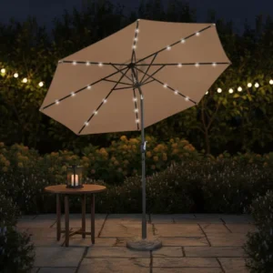 Outdoor Patio Solar Led Powered Charger 2.7m Led 8 Steel Ribs Umbrellas