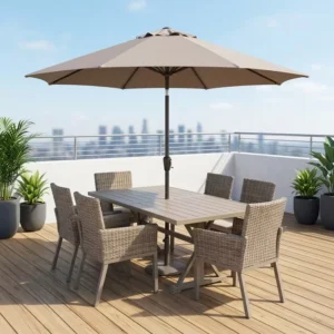 Outdoor Patio Table Umbrella Waterproof UV Resistant Market Parasol Center Pole Sun Shade for Dining Table Garden Deck Backyard