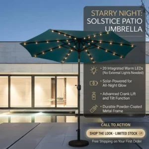 Outdoor Patio Umbrella Light Solar powered Granular Light Five lamp Eight rib LED Warm Light Straight Pole Umbrella Light Strip