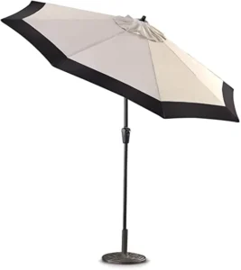Outdoor Patio Umbrella Push Button Tilt Sun Shade for Deck Yard Backyard Pool Khaki Black 9ft