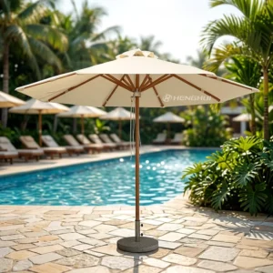 Outdoor Patio Umbrella White Aluminum Windproof Sunshade for Garden Pool Beach or Cafe
