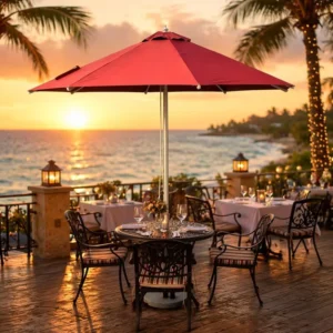 Outdoor Patio Umbrella with Crank Lift Waterproof Eco-Friendly Sun Shade for Garden Backyard Deck Poolside Park