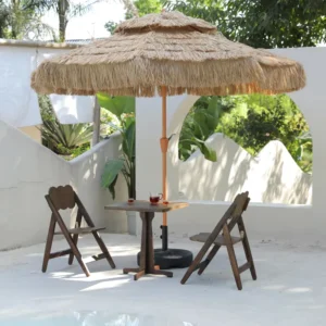 Outdoor Patio Umbrella with Foldable Set and Artificial Straw Thatch for Resort Villa Homestay