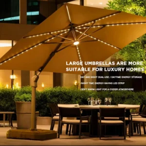 Outdoor Quality Led Light Sun Parasol Umbrellas with Solar Lamp