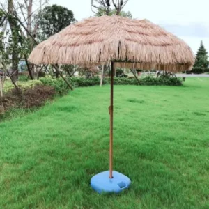 Outdoor Raffia Beach Umbrella with Steel Frame, 7 FT, 10 Pcs, 3.5mm