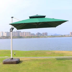 Outdoor Roman Banana Patio Umbrella with Protective Sunshade and Base