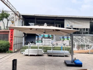 Outdoor Roman Parasol Large Square Cantilever Patio Umbrella Aluminum Frame Waterproof Sun Shade for Garden Cafe Hotel