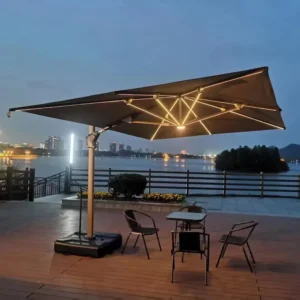 Outdoor Roman Patio Parasol with Fringe and Umbrella Chair for Beach and Camping