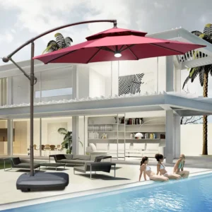 Outdoor Roman Patio Umbrella Eight High-Strength Ribs Manual Rotation Wedding Garden Parasol UV Resistant