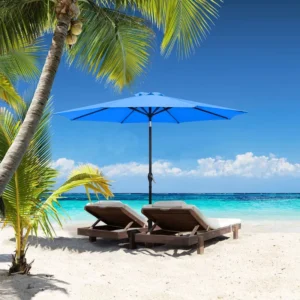 Outdoor Round 2.7M Coffee Patio Umbrella, UV 30+, Crank, Beach Market Pool Use