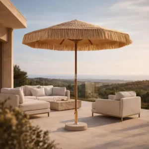 Outdoor Simulated Thatched Umbrella Beach Center Pillar Parasols Courtyard Sun Straw Mushroom Rainproof Decorative Umbrella