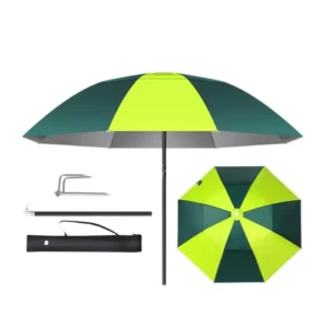 Outdoor Single Person Fishing Umbrella with Fiberglass Ribs Metal Handle Four Folding Design Sun & Rain Protection Black Coating