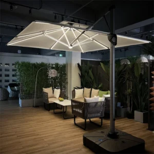 Outdoor Solar LED Light Patio Parasol Roman Umbrella Base for Garden Shading