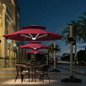 Outdoor Solar LED Patio Umbrella for Poolside Use