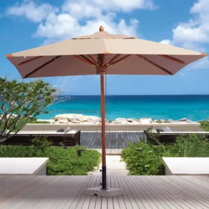 Outdoor Solid Wood Central Pole Square Courtyard Garden Four-Square Sun Beach Umbrella