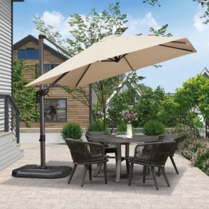 Outdoor Square 9FT Offset Garden Umbrella Heavy Duty Cantilever Patio Umbrella