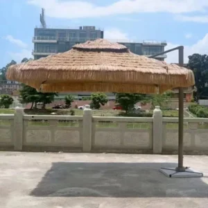 Outdoor Straw Roman Umbrella with Artificial Thatch Raffia Parasol