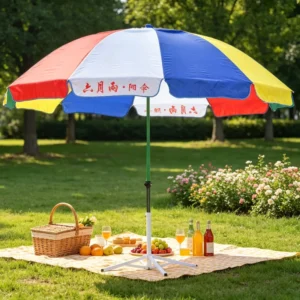 Outdoor Sun Umbrella 140cm 150cm Radius, Thickened Ribs, Heavy Duty Beach Patio Market Parasol