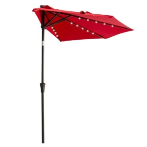 Outdoor Sunproof Waterproof Foldable Yard Balcony Seaside Garden Beach Wall LED Half Umbrella Parasol