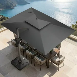 Outdoor Sunshade Aluminum Fram Pole 9x12FT Cantilever Parasol for Villa, Hotel and Pool
