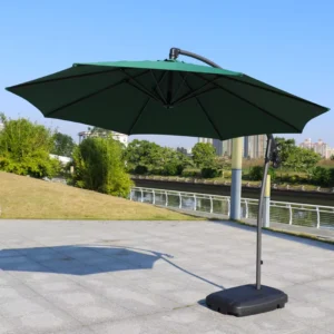 Outdoor Sunshade Banana Folding Umbrella with Base for Pool Cafe Villa Garden and Courtyard